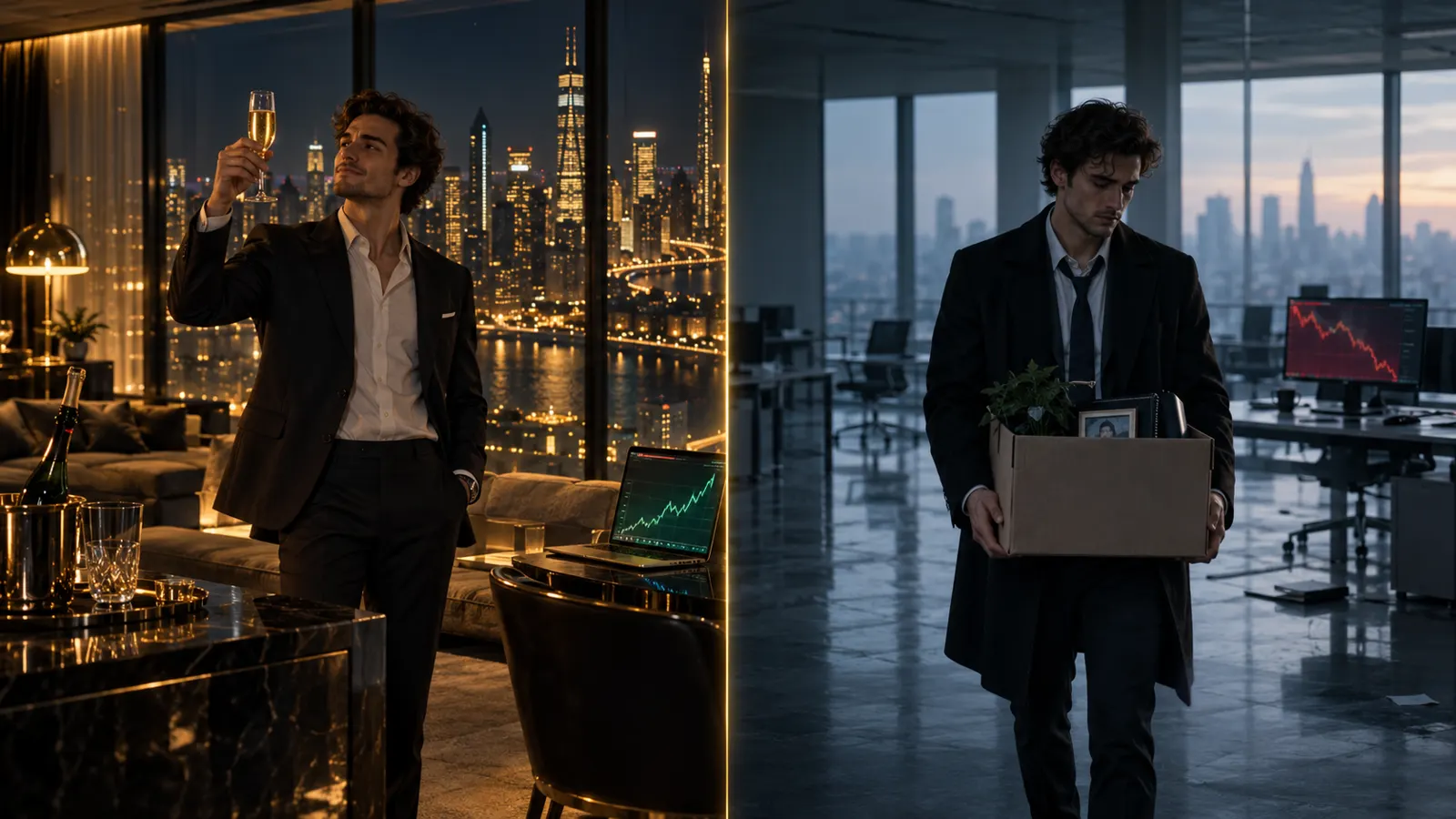 Rise and fall: a penthouse and a cardboard box